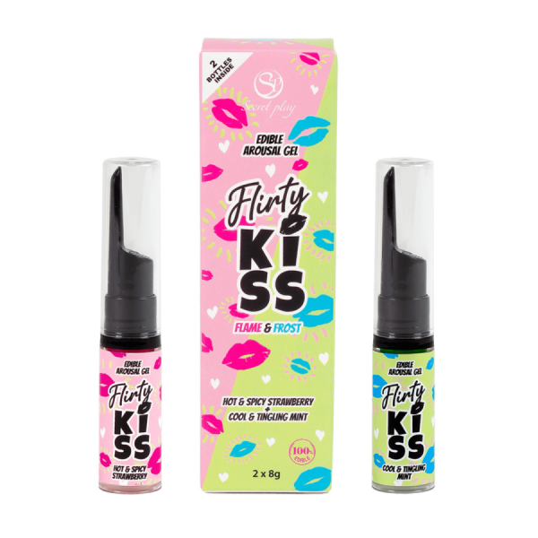 Gels pour Sexe Oral Fraise & Menthe  Flirty Kiss 2×8 gr Secret Play